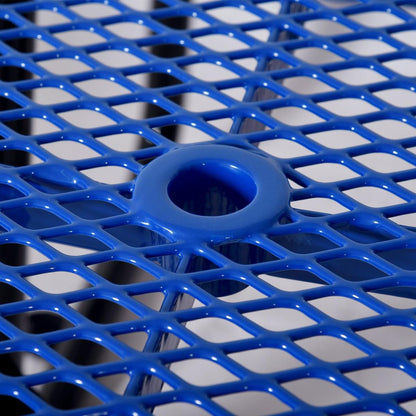 Square Outdoor Steel Picnic Table 46" blue, with umbrella pole