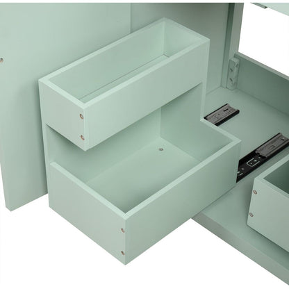 30" Bathroom Vanity with Sink, Multi-functional Bathroom Cabinet with Doors and Drawers, Solid Frame and MDF Board, Green