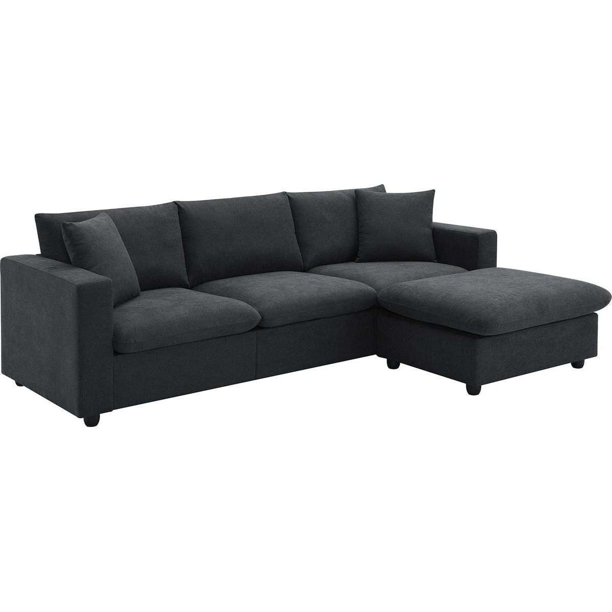 100.4x64.6" Modern Sectional Sofa,L-shaped Couch Set with 2 Free pillows,4-seat Polyester Fabric Couch Set with Convertible Ottoman for Living Room, Apartment, Office,4 Colors