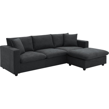 100.4x64.6" Modern Sectional Sofa,L-shaped Couch Set with 2 Free pillows,4-seat Polyester Fabric Couch Set with Convertible Ottoman for Living Room, Apartment, Office,4 Colors