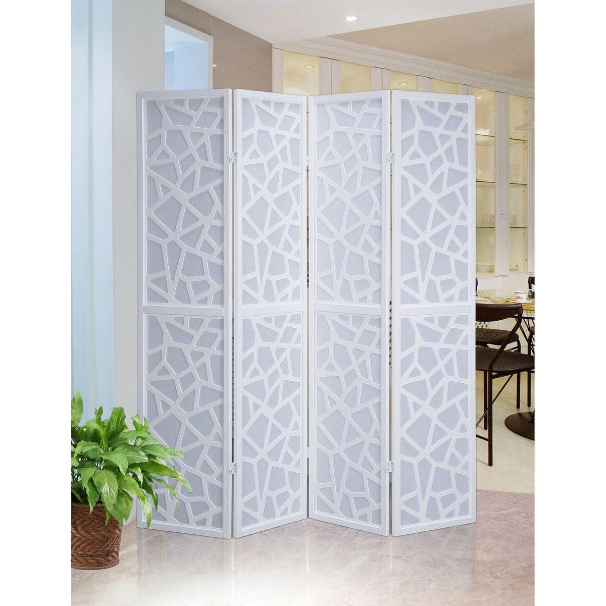 Giyano 4 Panel Screen Room Divider, White