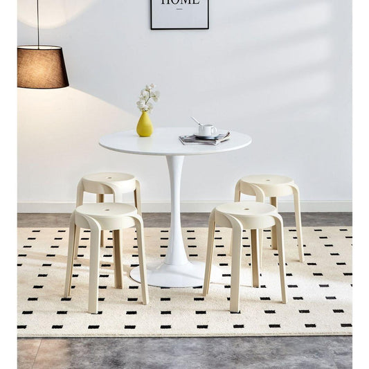 6 Pack Stackable Classroom Stools Plastic Stools Nesting Stools Colorful Round Stools Indoor Outdoor Flexible Seating Decorative Stools Chairs for Home Office School Classroom Beige