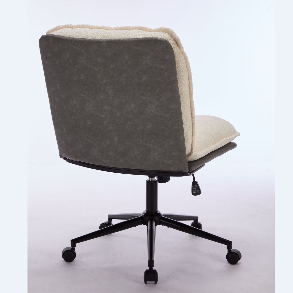 Oversize Seat Cirss Cross Chair with Wheels, Elegant Design Computer Chair, Adjustable Height 360 Rolling Swivel Home Office Chair for Small Space, Dressing Room, Living Room (GRAY+WHITE)