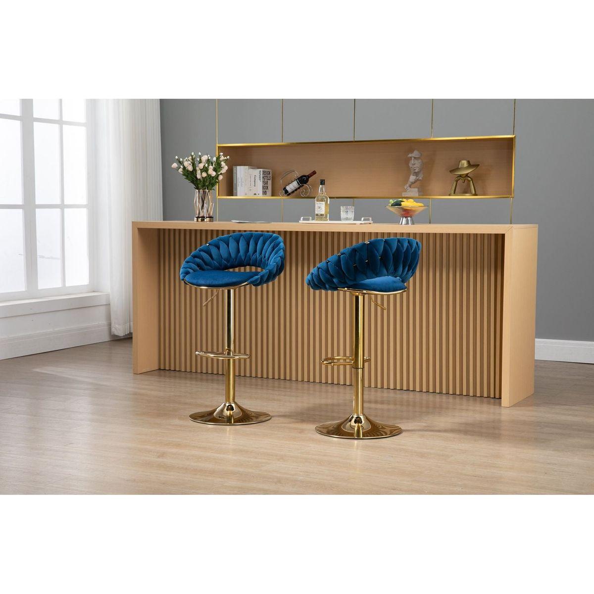 Swivel Bar Stools Set of 2 Adjustable Counter Height Chairs with Footrest for Kitchen, Dining Room 2PC/SET