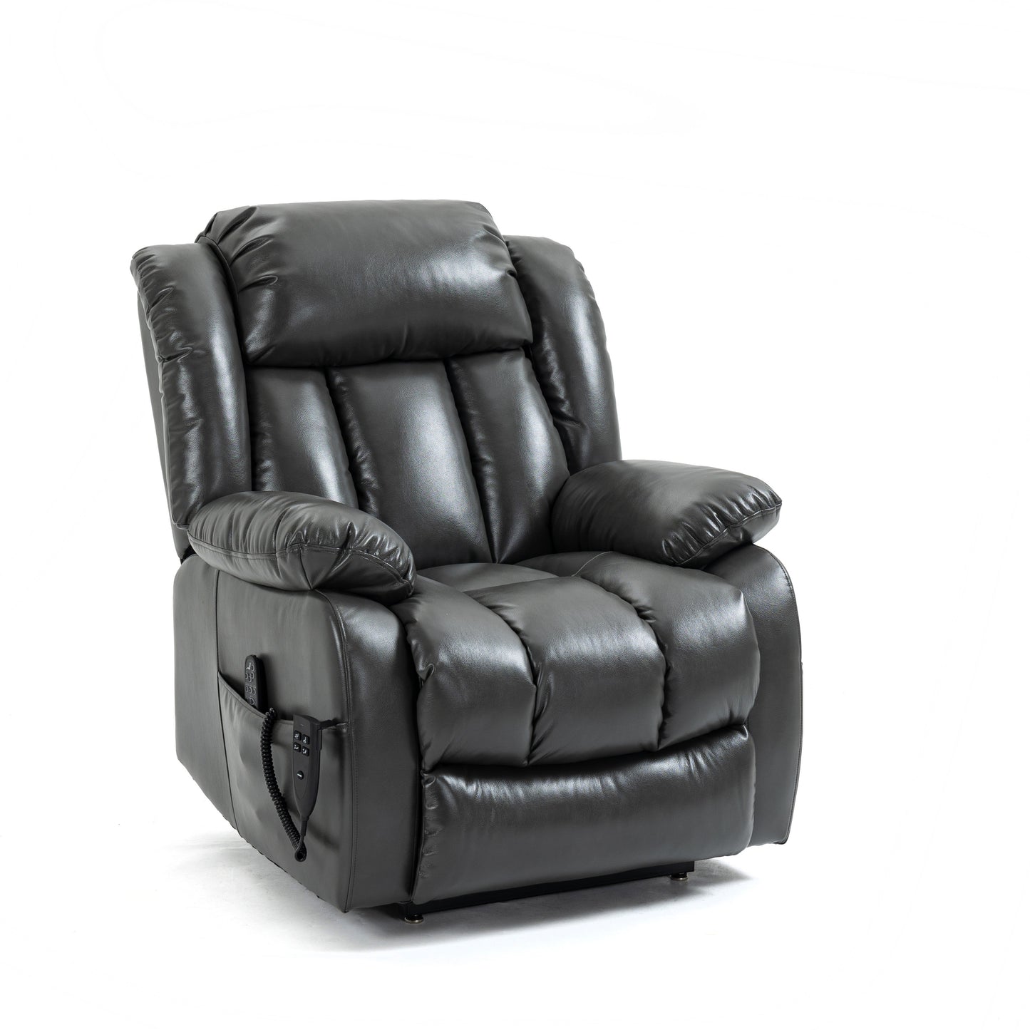 Dual Motor Infinite Position Up to 350 LBS Electric Medium size Grey Power Lift Recliner Chair with 8-Point Vibration Massage and Lumbar Heating