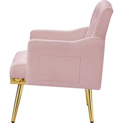 PINK velvet armchair with metal legs