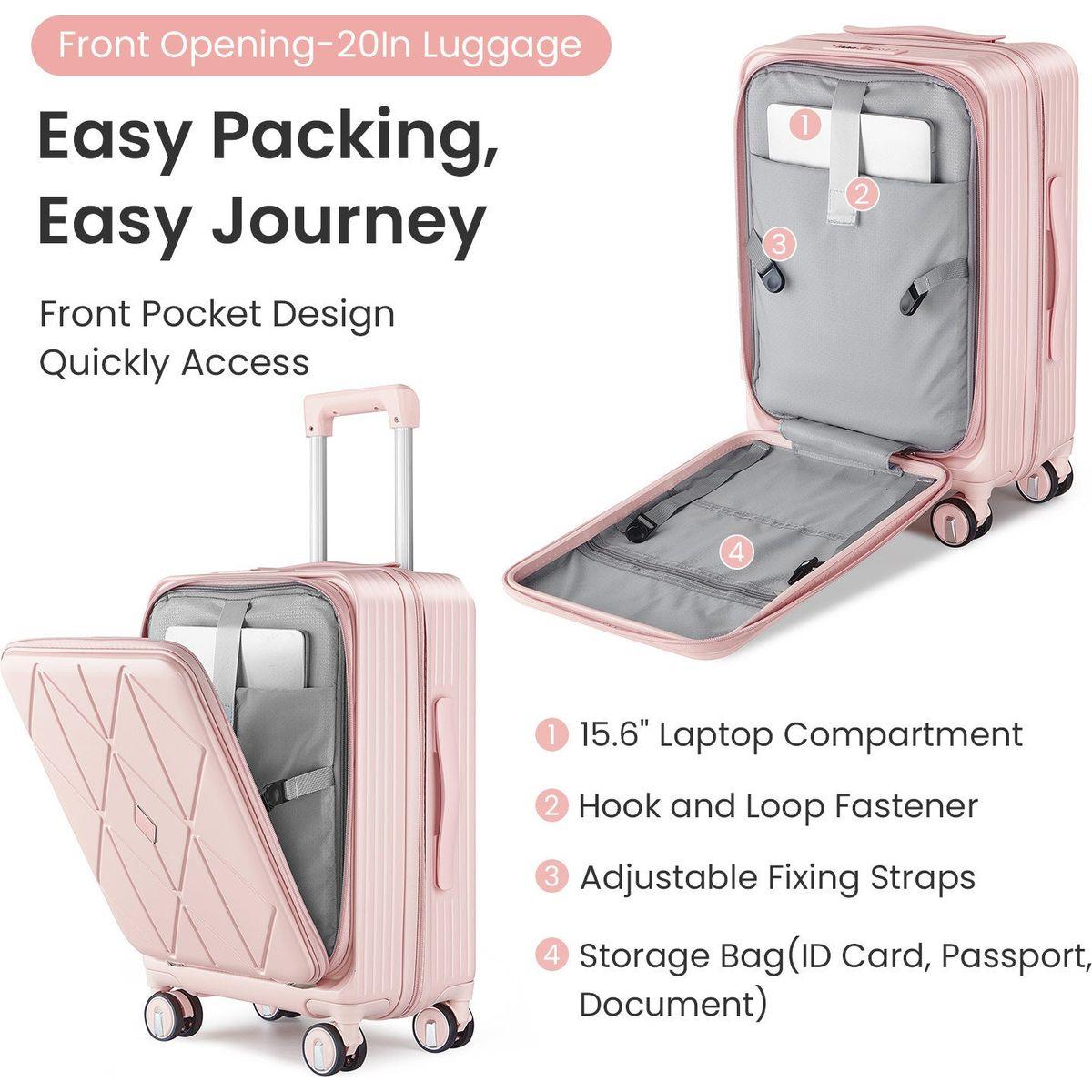Luggage Sets 3 Piece(20/24/28), Expandable Carry On Luggage with TSA Lock Airline Approved, 100% PC Hard Shell and Lightweight Suitcase with Front Pocket and Spinner Wheels