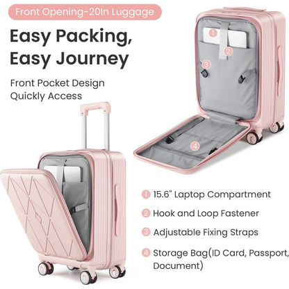 Luggage Sets 3 Piece(20/24/28), Expandable Carry On Luggage with TSA Lock Airline Approved, 100% PC Hard Shell and Lightweight Suitcase with Front Pocket and Spinner Wheels