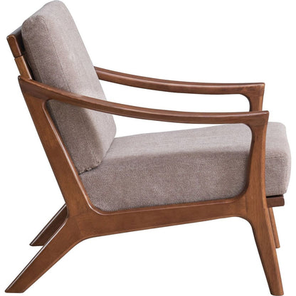 Lide Accent Chair, Light Brown Fabric & Brown Finish