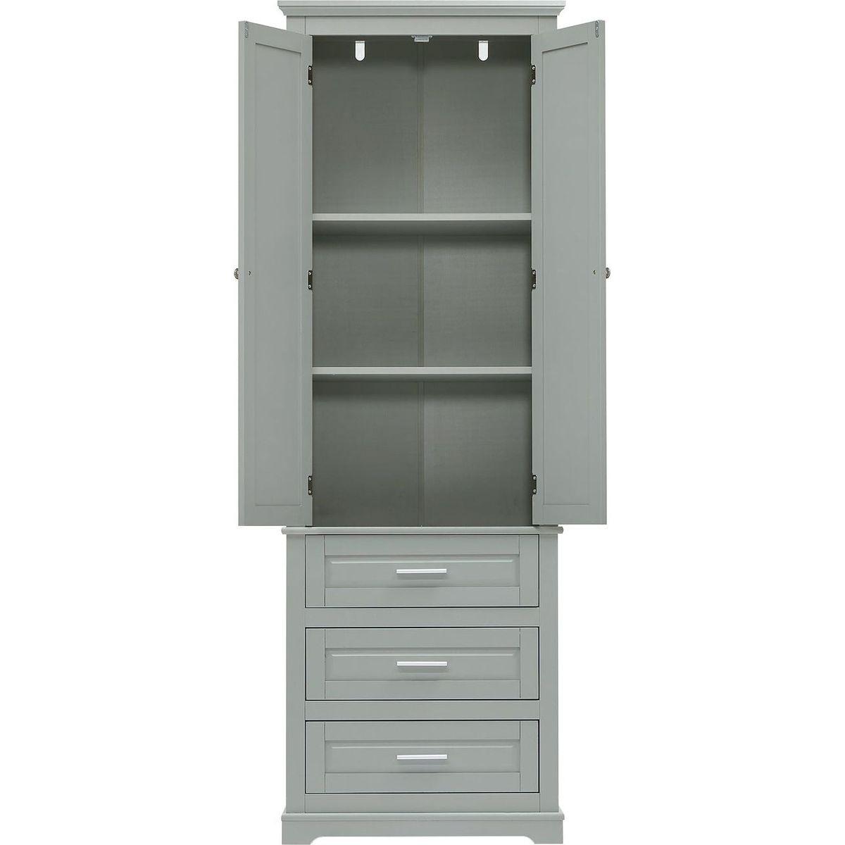 Tall Storage Cabinet with Three Drawers for Bathroom/Office, Grey
