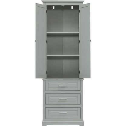 Tall Storage Cabinet with Three Drawers for Bathroom/Office, Grey
