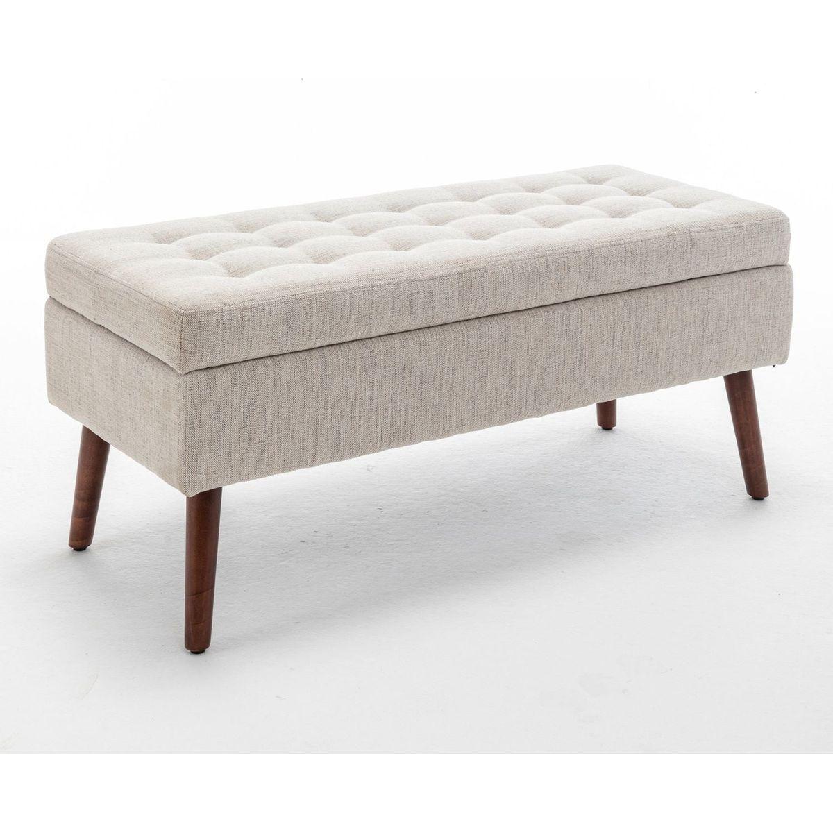 Storage Bench with Storage Bench for Bedroom End of Bed Bench Foot of Bed Bench Entryway Bench Storage Ottoman Bench 43.7" W x 18.1" D Off White Bench