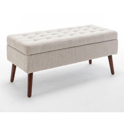 Storage Bench with Storage Bench for Bedroom End of Bed Bench Foot of Bed Bench Entryway Bench Storage Ottoman Bench 43.7" W x 18.1" D Off White Bench