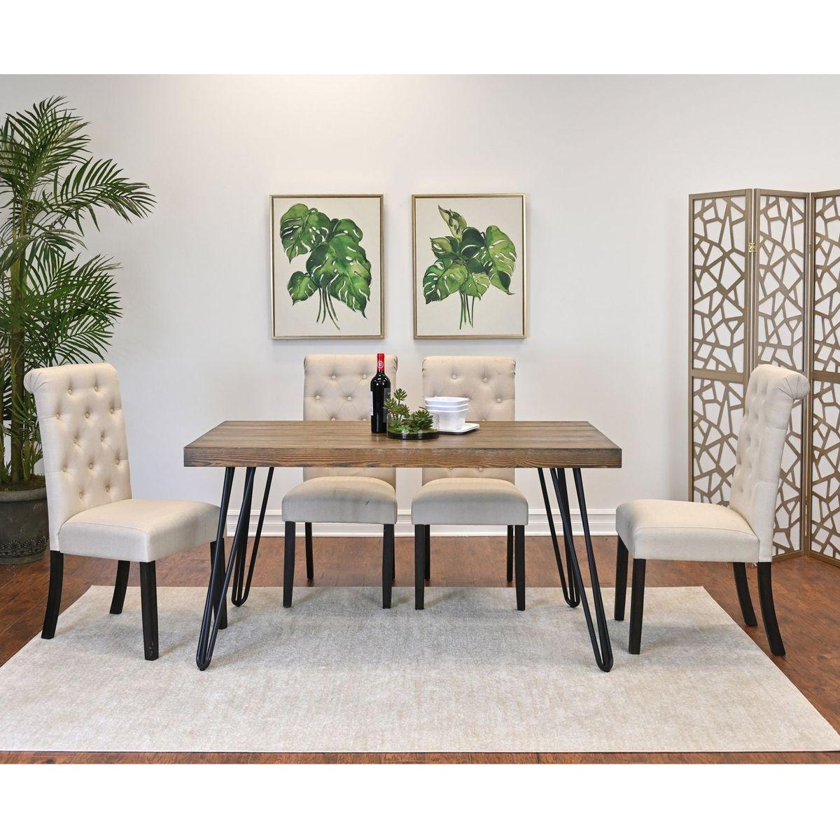 Ashford 5-Piece Dining Set, Hairpin Dining Table with 4 Chairs, 4 Color Options