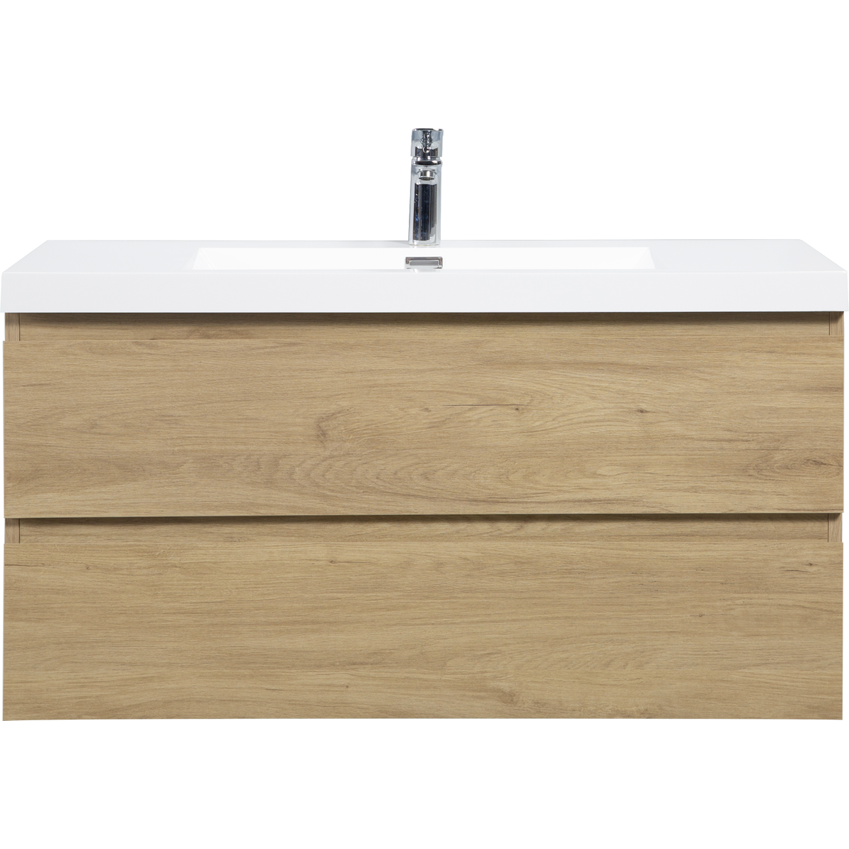 42" Floating Bathroom Vanity with Sink, Modern Wall-Mounted Bathroom Storage Vanity Cabinet with Resin Top Basin and Soft Close Drawers, Natural Oak