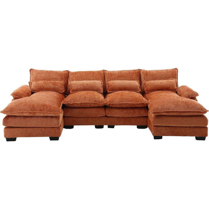 Modern Large chenille Fabric U-Shape Sectional Sofa
