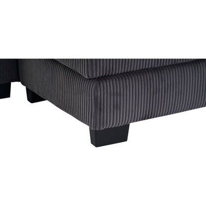 Modern U Shaped 6-seat Sectional Sofa Couch with one Ottoman and three toss pillows, Modular Sofa for Living Room,Corduroy sofa