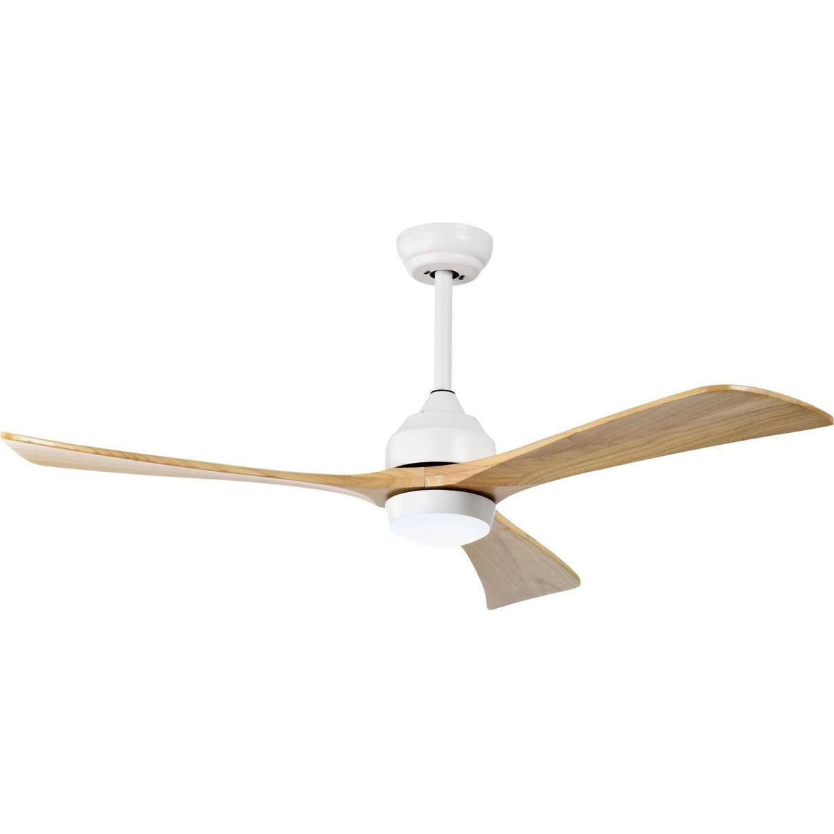 52" Ceiling Fan with Lights Remote Control,Quiet DC Motor 3 Blade Ceiling Fans 6 Speed Levels,Reversible Ceiling Fan, for Patio Living Room, Bedroom, Office,Indoor.(White +Natural)