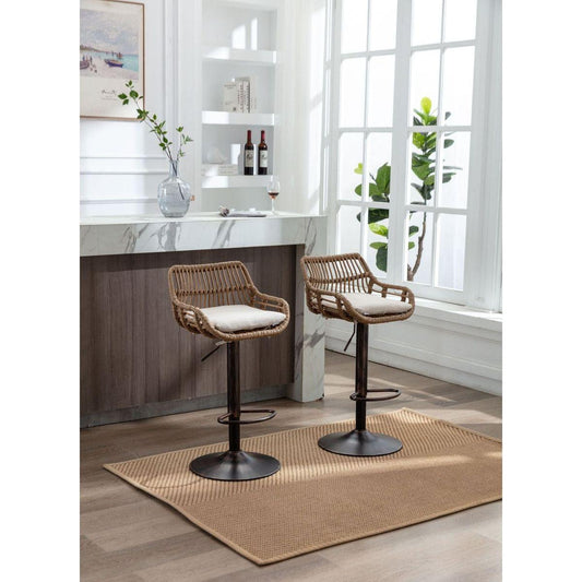 Swivel Bar Stools Set of 2 Adjustable Counter Height Chairs with Footrest for Kitchen, Dining Room 2PC/SET