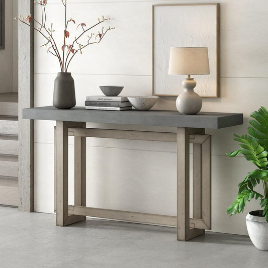 Contemporary Console Table with Wood Top, Extra Long Entryway Table for Entryway, Hallway, Living Room, Foyer, Corridor