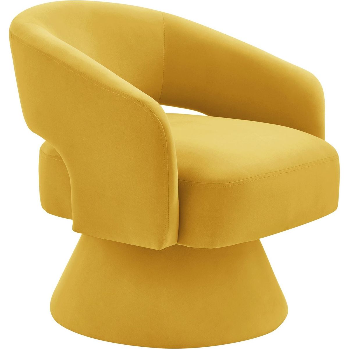 Modern Swivel Barrel Chair, Upholstered Velvet Round Accent Chairs,360 Degree Comfy Swivel Chair with Open Backrest, Single Chair Armchair for Living Room Bedroom, Homerest, Yellow