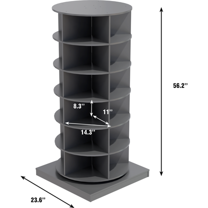 Grey 360 Rotating shoe cabinet 6 layers