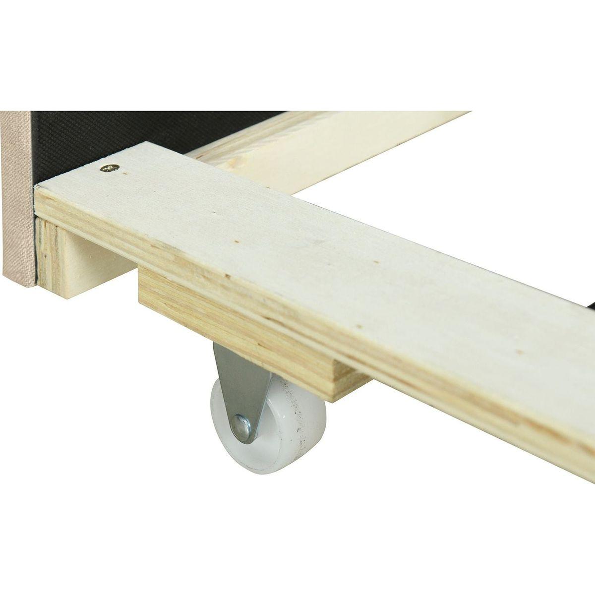 Queen size Upholstered Platform Bed with Storage Headboard, Twin XL Size Trundle & 2 drawers and a set of Sockets & USB Ports, Linen Fabric, Beige