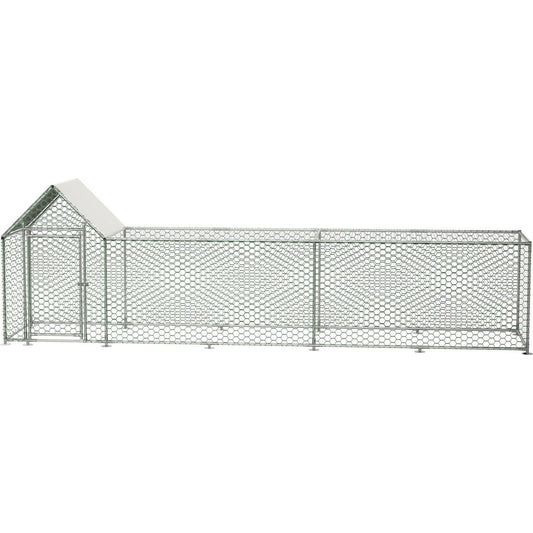 16x3FT Metal Chicken Coop Run Backyard Hen House Poultry Habitat Cage w/Cover