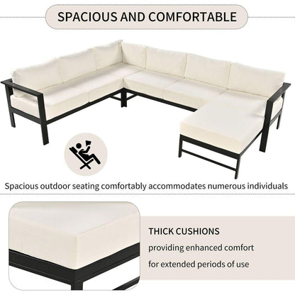 U-shaped multi-person outdoor sofa set, suitable for gardens, backyards, and balconies.
