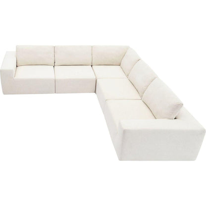 116x116" Modular L Shaped Sectional Sofa,Luxury Floor Couch Set,Upholstered Indoor Furniture,Foam-Filled Sleeper Sofa Bed for Living Room,Bedroom,5 PC Free Combination,3 Colors