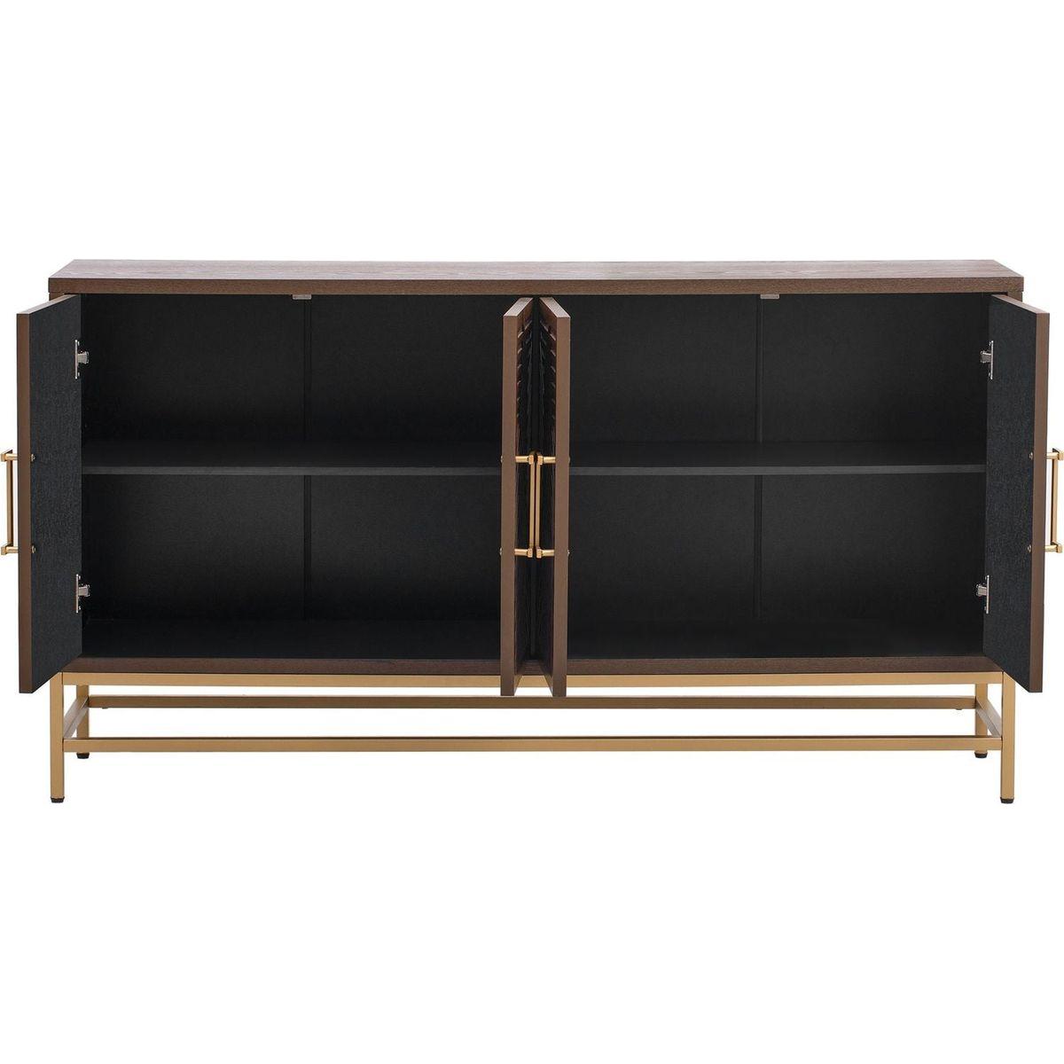 Retro Style Sideboard with Adjustable Shelves, Rectangular Metal Handles and Legs for Kitchen, Living room, and Dining Room (Espresso)