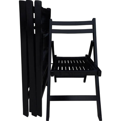 Furniture Slatted Wood Folding Special Event Chair - black, Set of 4, FOLDING CHAIR, FOLDABLE STYLE
