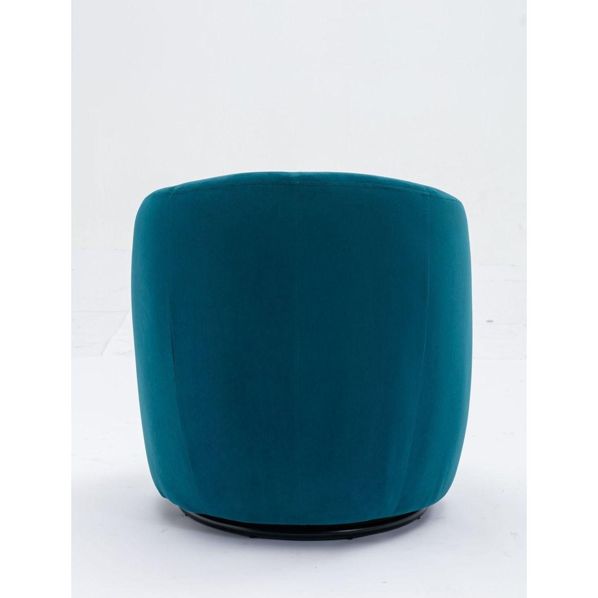 Velvet Fabric Swivel Accent Armchair Barrel Chair With Black Powder Coating Metal Ring,Teal