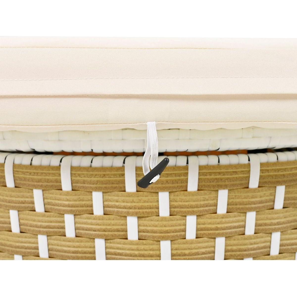 Patio Furniture Round Outdoor Sectional Sofa Set Rattan Daybed Two-Tone Weave Sunbed with Retractable Canopy, Separate Seating and Removable Cushion, Beige