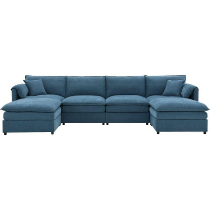 134x66" Chenille Modular Sectional Sofa,U Shaped Cloud Couch Set with Double Cushions, 6 Seat Sleeper Sofa Bed with Ottomans,Oversized Indoor Furniture for Living Room, 3 Colors