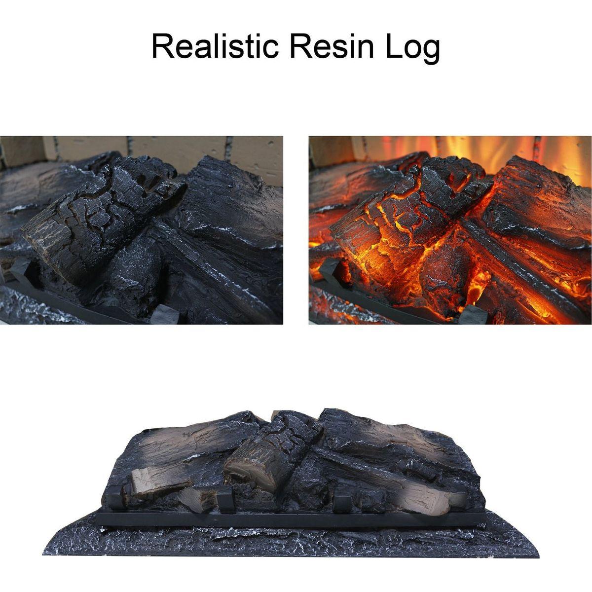 23 inch infrared quartz heater fireplace insert -woodlog version with brick