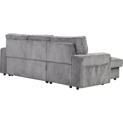 Upholstery Sleeper Sectional Sofa with Storage Bags and 2 cup holders on Arms