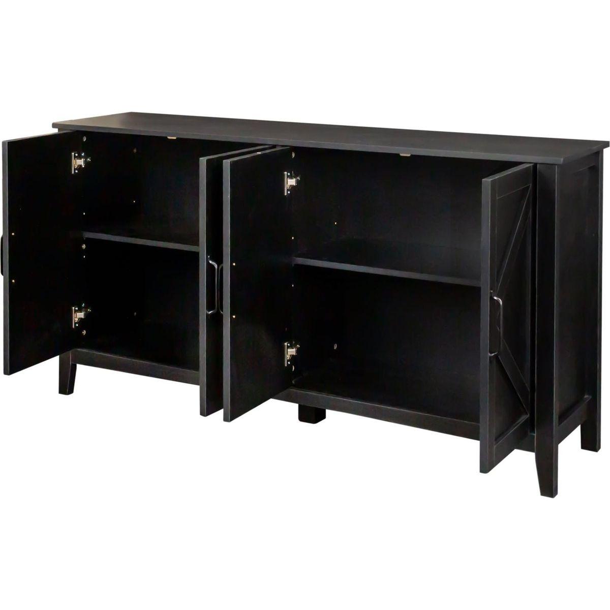 Cabinet with 4 Doors and 4 open shelgves,Freestanding Sideboard Storage Cabinet Entryway Floor Cabinet for Living Room Office Bedroom