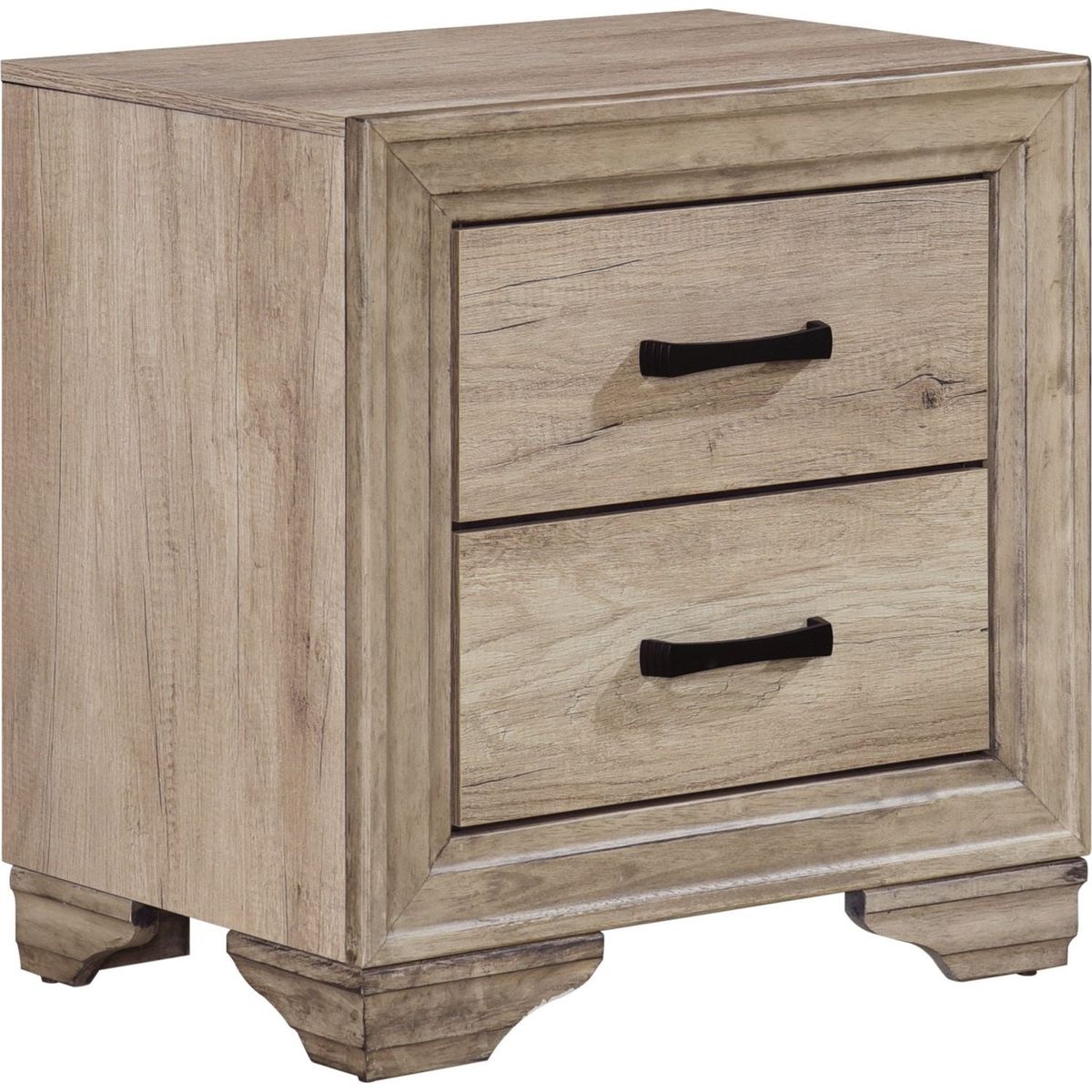 Contemporary Bedroom Furniture 1pc Nightstand of Drawers Natural Finish Melamine Laminate Bed Side Table