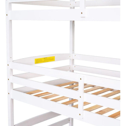 Twin Size Triple Bunk Bed with Storage Staircase,Separate Design,White