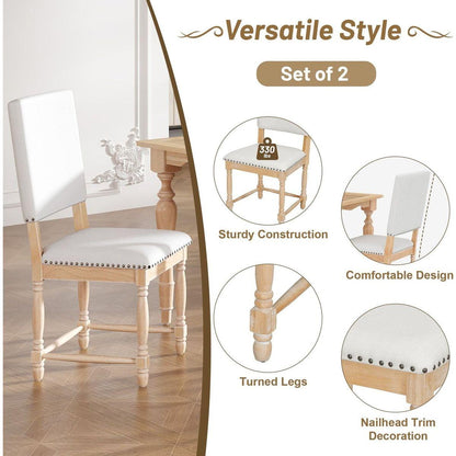 Vintage Traditional 7-Piece 82.7inch Extendable Dining Table Set with 23.6inch Removable Leaf, 4 Serrated Back Chairs and 2 Upholstered Back Dining Chairs for 6, Natural