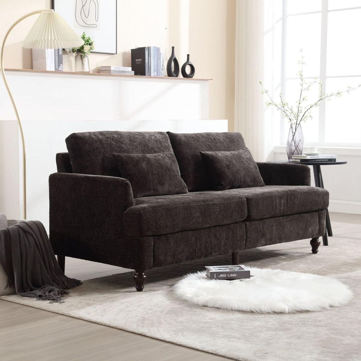 Modern chenille Fabric Loveseat, 2-Seat Upholstered Loveseat Sofa Modern Couch