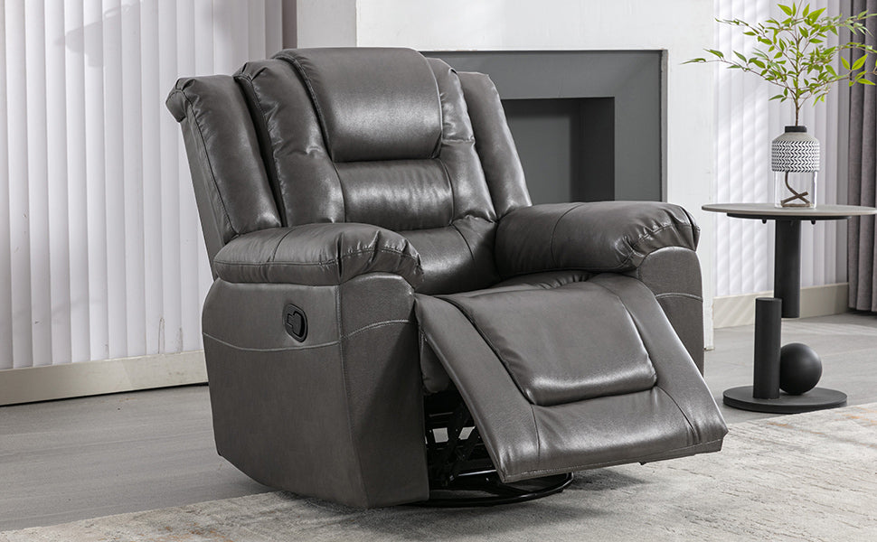 360Swivel and Rocking Home Theater Recliner Manual Recliner Chair with Wide Armrest for Living Room,Bedroom, Grey