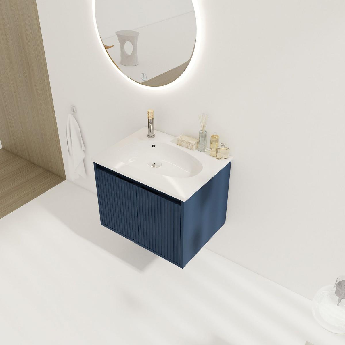 24" Floating Bathroom Vanity with Drop-Shaped Resin Sink