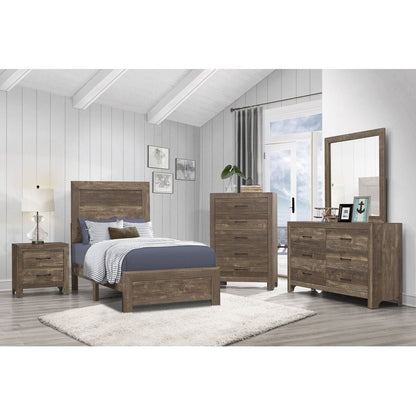 Simple Look Rustic Brown Finish 1pc Nightstand of Drawers Black Metal Hardware Bedroom Furniture