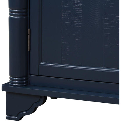 40" Console Table with Storage Shelf, Retro Entryway Table with Adjustable Storage Shelf, Sofa Couch Table for Hallway, Entry Way, Living Room, Foyer, Navy Blue and Brown Top