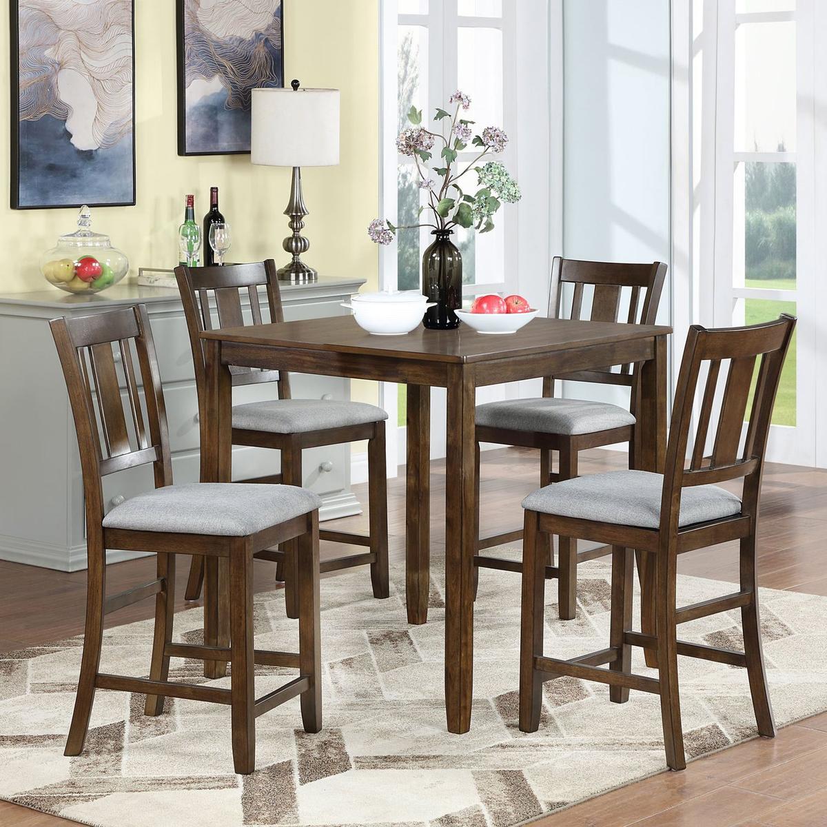 Dining Room Furniture Counter Height Chairs Set for 4, Kitchen Chair with Padded Seat, Walnut