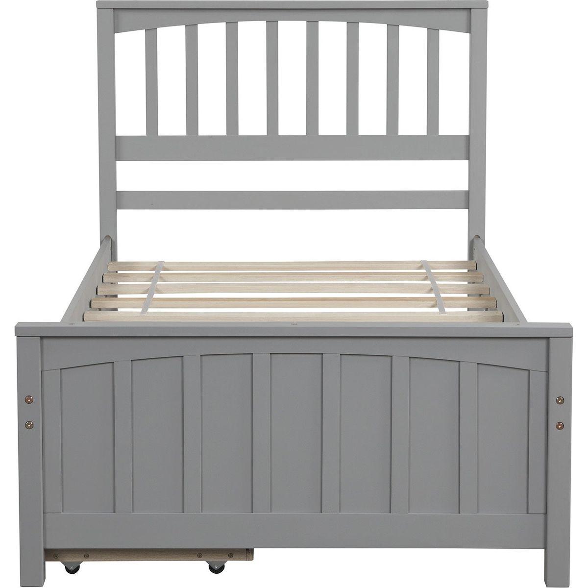 Twin size Platform Bed with Two Drawers, Gray