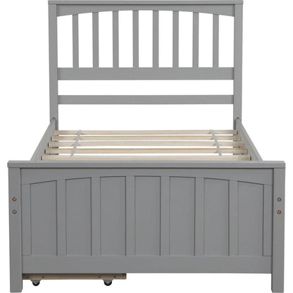 Twin size Platform Bed with Two Drawers, Gray