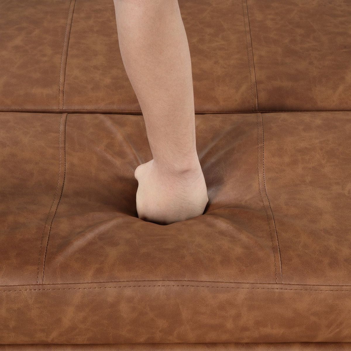 Twin Size Folding Ottoman Sleeper Bed with Mattress Convertible Guest Bed Brown